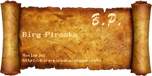Birg Piroska névjegykártya
